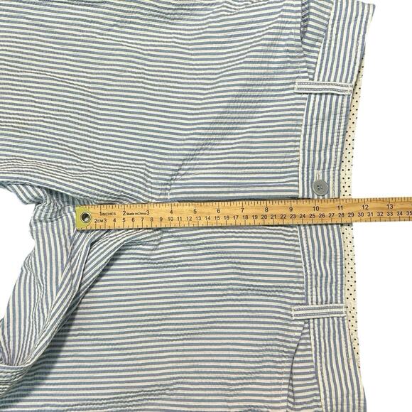 Talbots Blue White Striped Seersucker Nautical The Perfect Crop Cropped Pants 12 - Picture 9 of 11